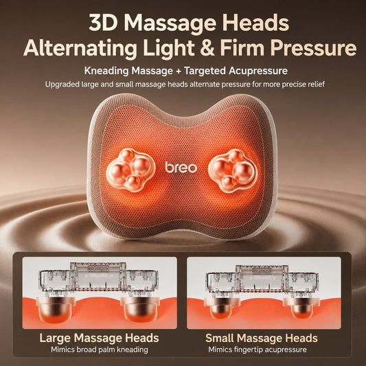 Breo Back 2 Heating Back Massager Waist & Abdominal & Body Massager Deep Kneading Ergonomic Cushion Design Portable