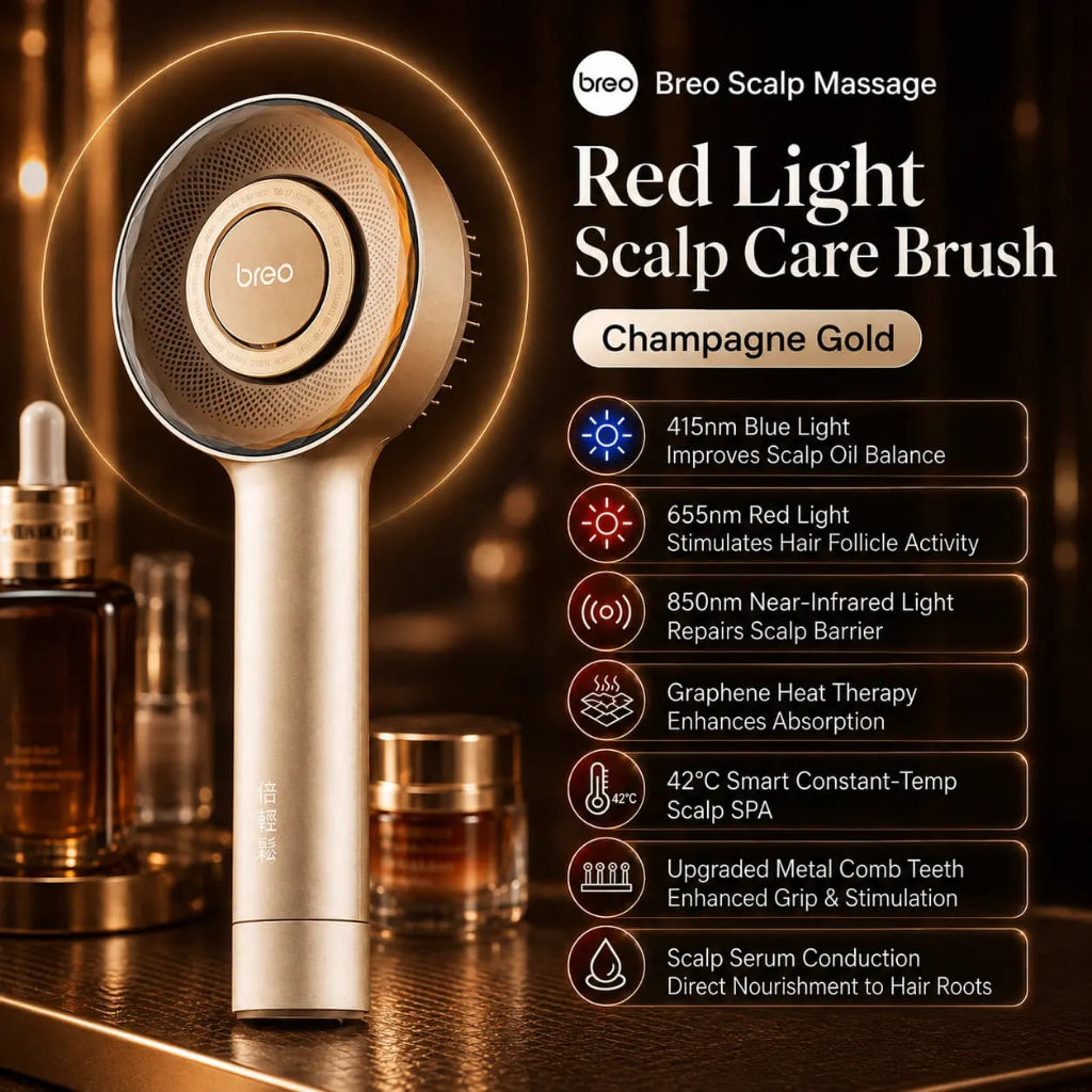 Breo Scalp3s Pro Electric Scalp Massage Comb Triple Light Therapy Develops Hair Follicles & Controls Oil Metal Comb