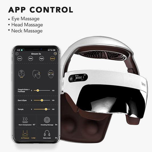Breo iDream5S Head Massager 3-in-1 Helmet Scalp & Neck & Eye Massage 150+ Kneading Points Intelligent Air Pressure