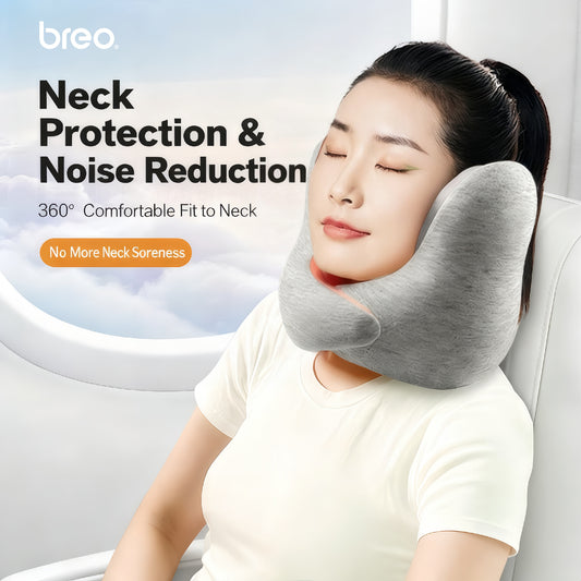 Breo Neck Protection Nap Pillow with Noise Canceling Earmuffs