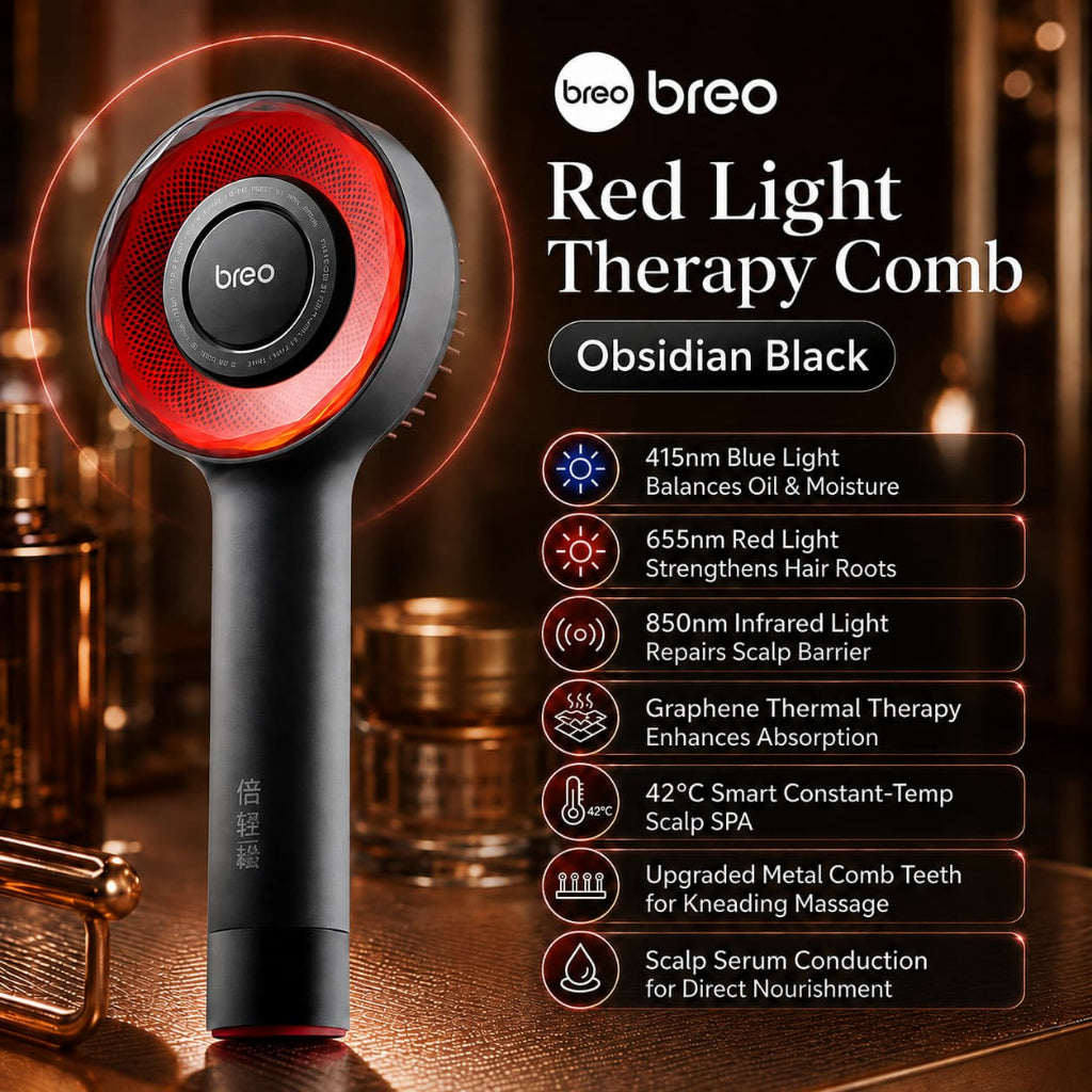 Breo Scalp3s Pro Electric Scalp Massage Comb Triple Light Therapy Develops Hair Follicles & Controls Oil Metal Comb