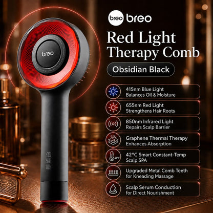 Breo Scalp3s Pro Electric Scalp Massage Comb Triple Light Therapy Develops Hair Follicles & Controls Oil Metal Comb
