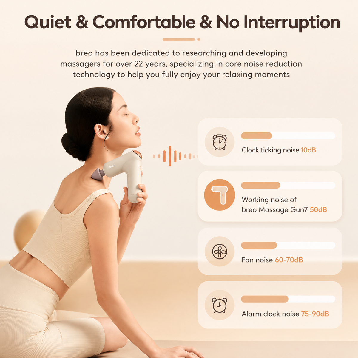 Breo Gun 7 Heating Massage Gun Mesin Urut Adjustable Heating Deep Tissues Muscle Relaxation Body Massage