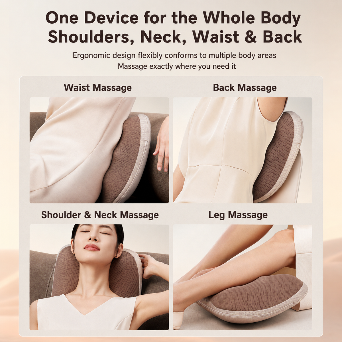 Breo Back 2 Heating Back Massager Waist & Abdominal & Body Massager Deep Kneading Ergonomic Cushion Design Portable