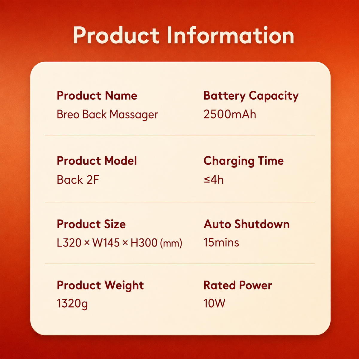Breo Back 2F Premium Back Massage Pillow