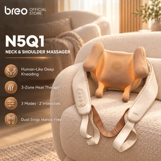 Breo N5Q1 Wireless Portable Neck & Shoulder Massager With 3D Kneading Massage