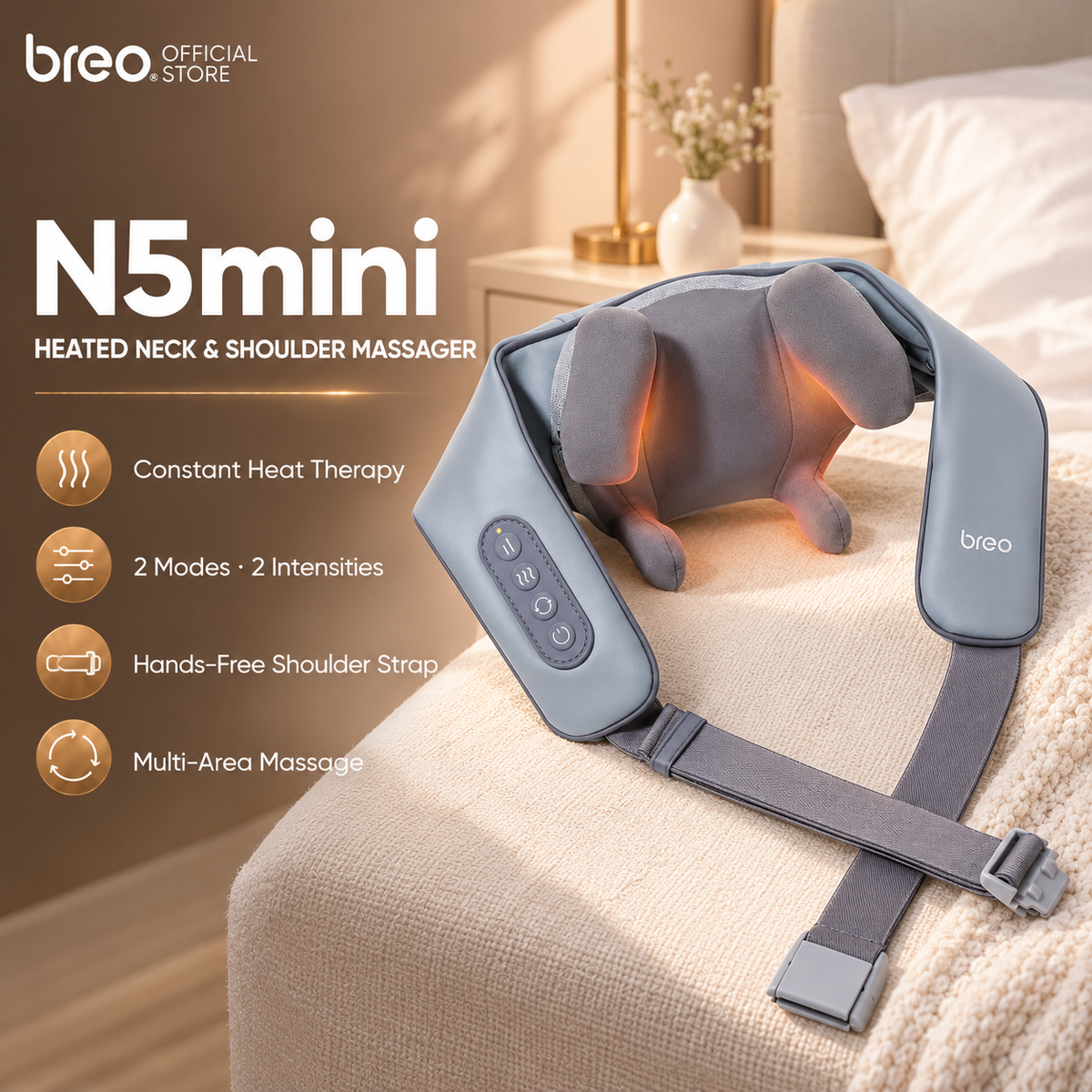 Breo Neck N5 mini Shoulder Neck Massager Hands-Free Wireless Multi Angle Shoulder Neck Massager