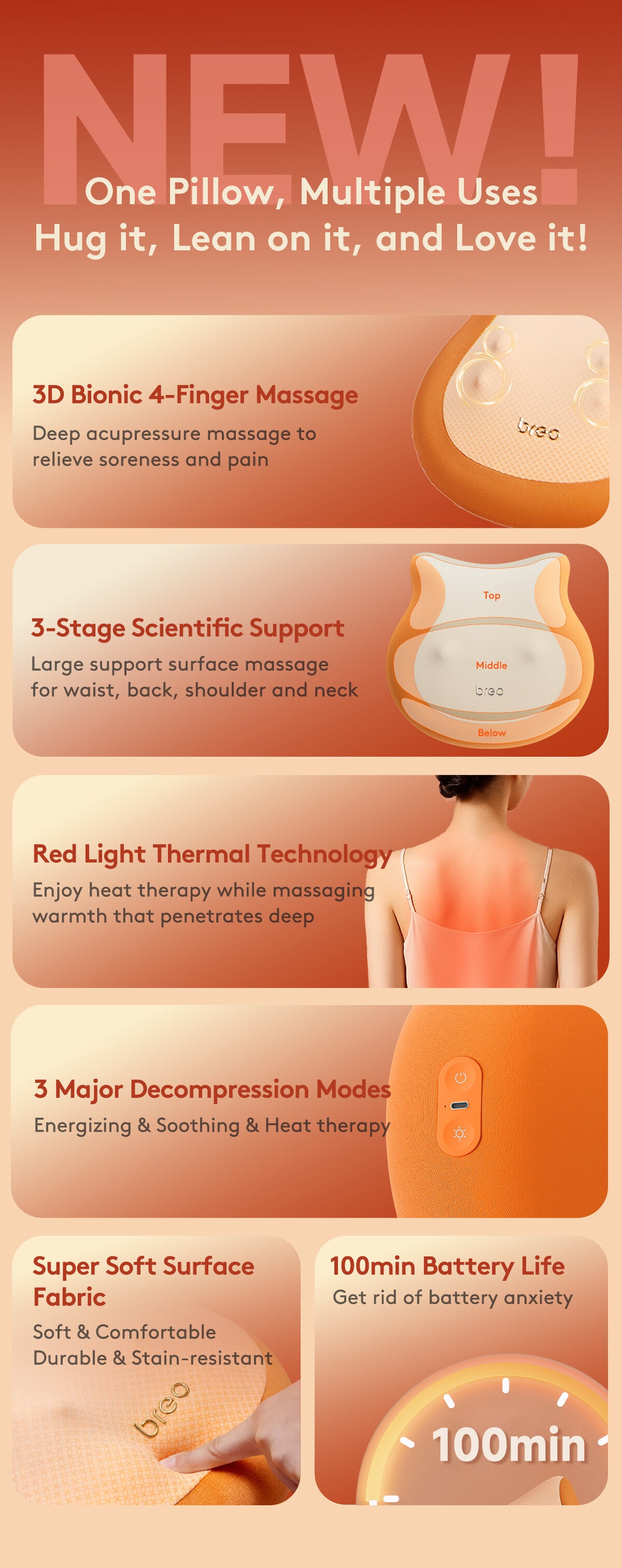 Breo Back 2F Premium Back Massage Pillow