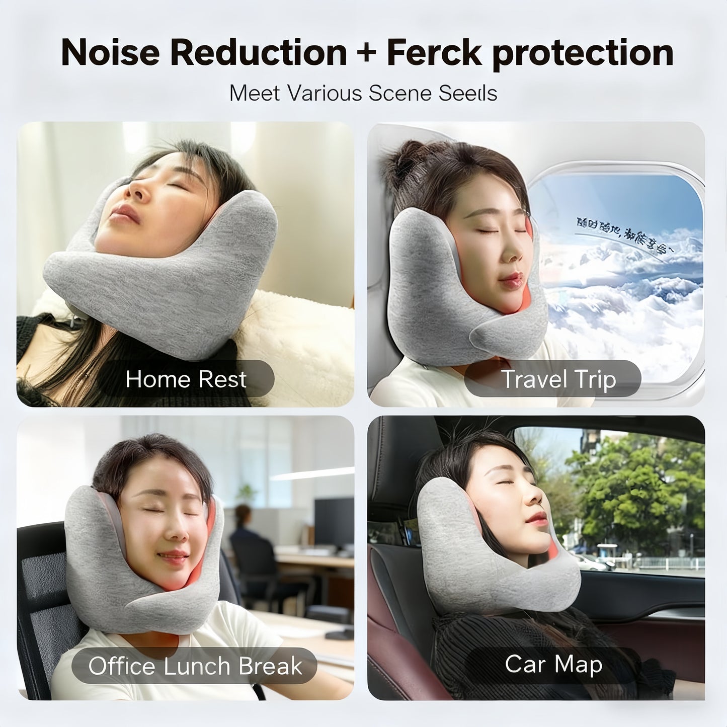 Breo Neck Protection Nap Pillow with Noise Canceling Earmuffs
