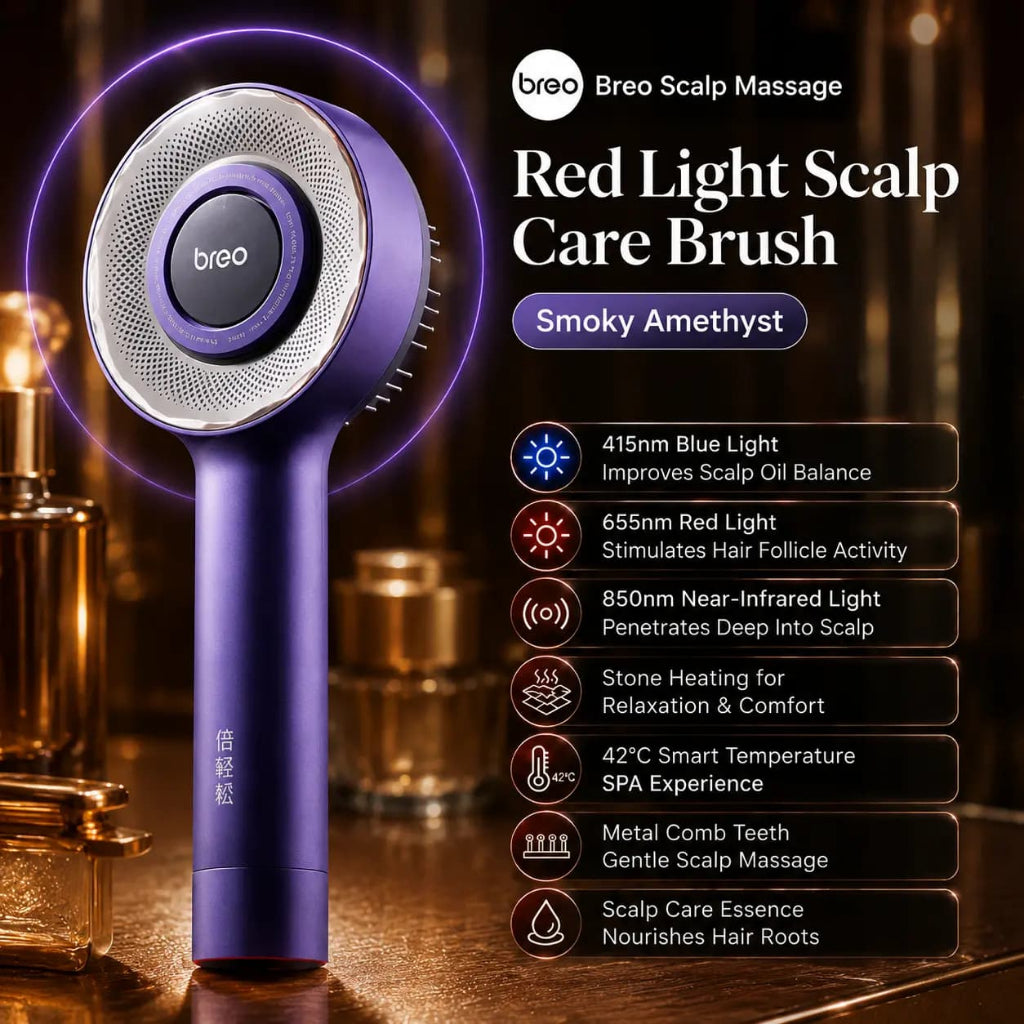 Breo Scalp3s Pro Electric Scalp Massage Comb Triple Light Therapy Develops Hair Follicles & Controls Oil Metal Comb