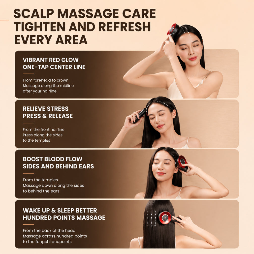 Breo Scalp3s Pro Electric Scalp Massage Comb Triple Light Therapy Develops Hair Follicles & Controls Oil Metal Comb