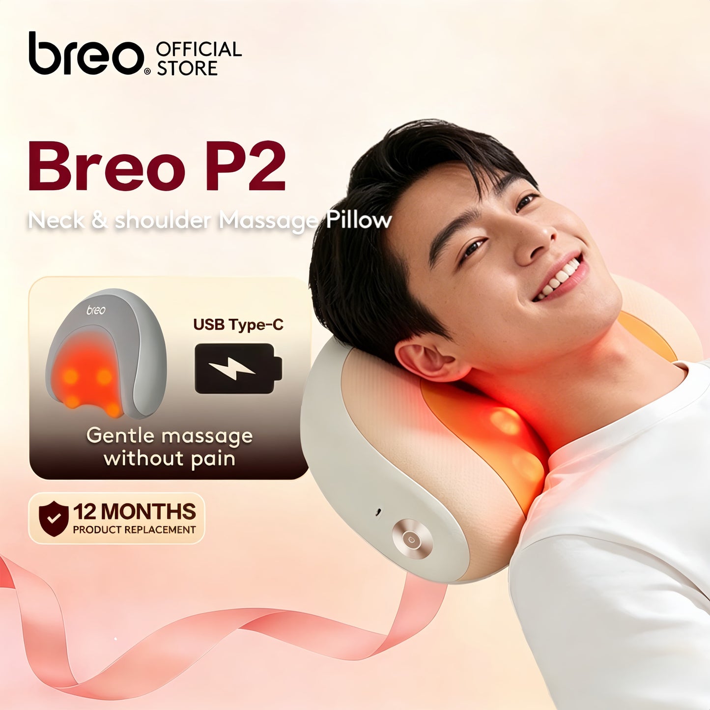Breo Belly Massage Tummy Slimming Belt Natural Stone Massage Hot Conpress Waist Massager Warm Stomach Help Digestion