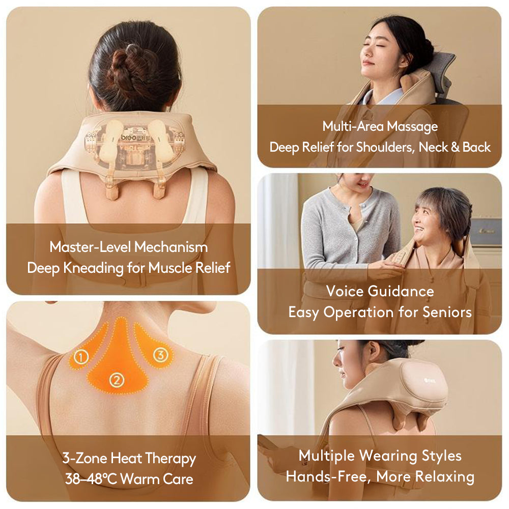Breo N5Q1 Wireless Portable Neck & Shoulder Massager With 3D Kneading Massage