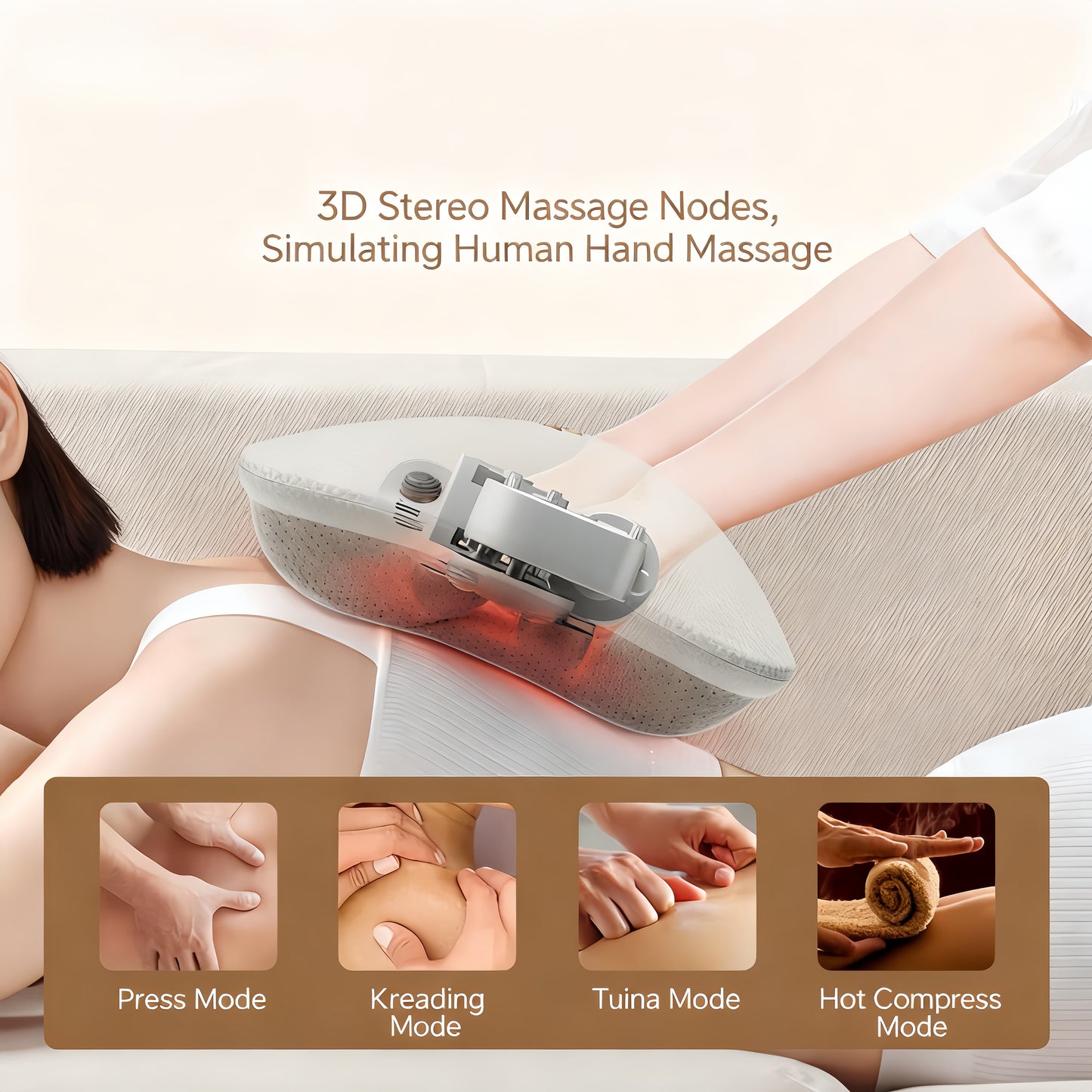 Breo Back 2 Heating Back Massager Waist & Abdominal & Body Massager Deep Kneading Ergonomic Cushion Design Portable
