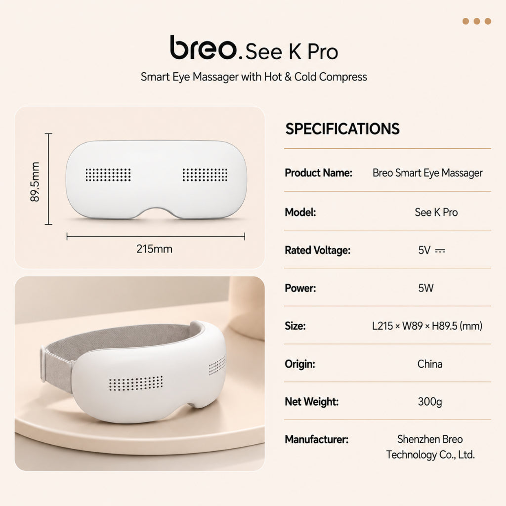 Breo See K Pro Smart Eye Massager Hot and Cold Eye Massage Electric massager Acupressure Vibration Hot Ice Compress Eye Protection