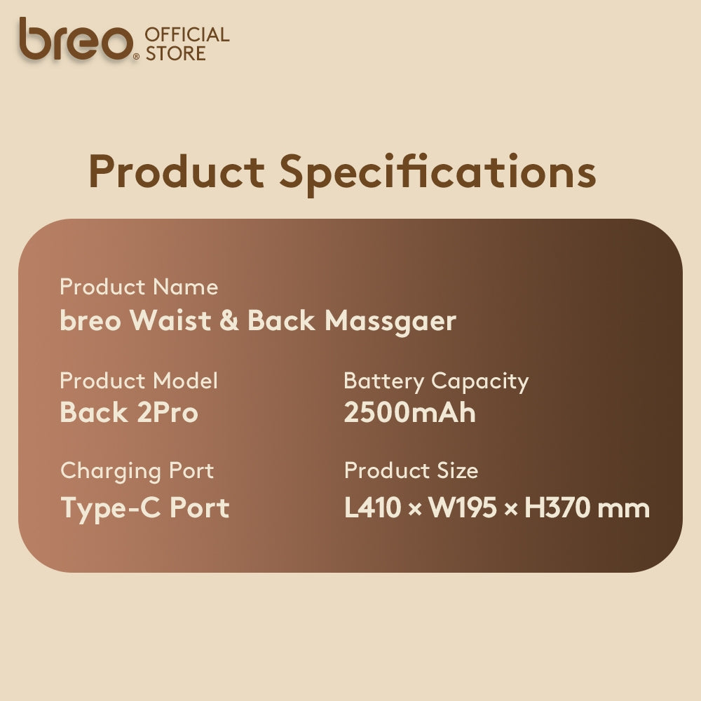 Breo Back2 Pro Back Massager Double-Sided Hot Compress
